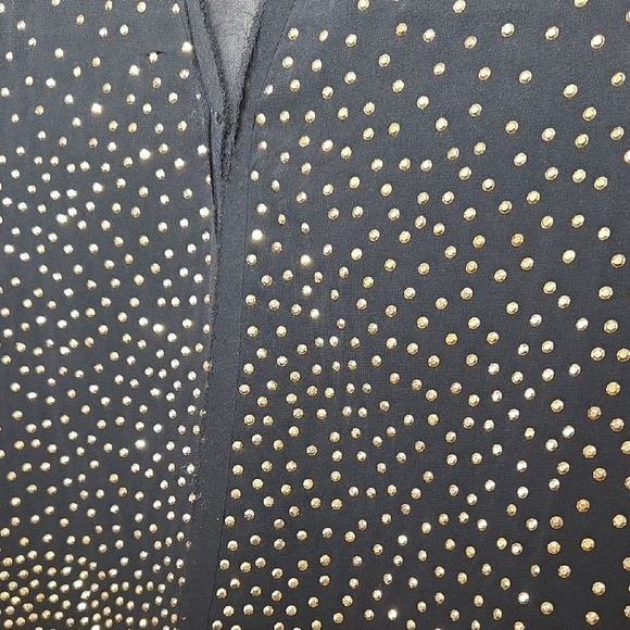 Alberto Makali Sheer Black Gold Studded Cardigan Vest Hook & Eye Closure Medium - Picture 4 of 7